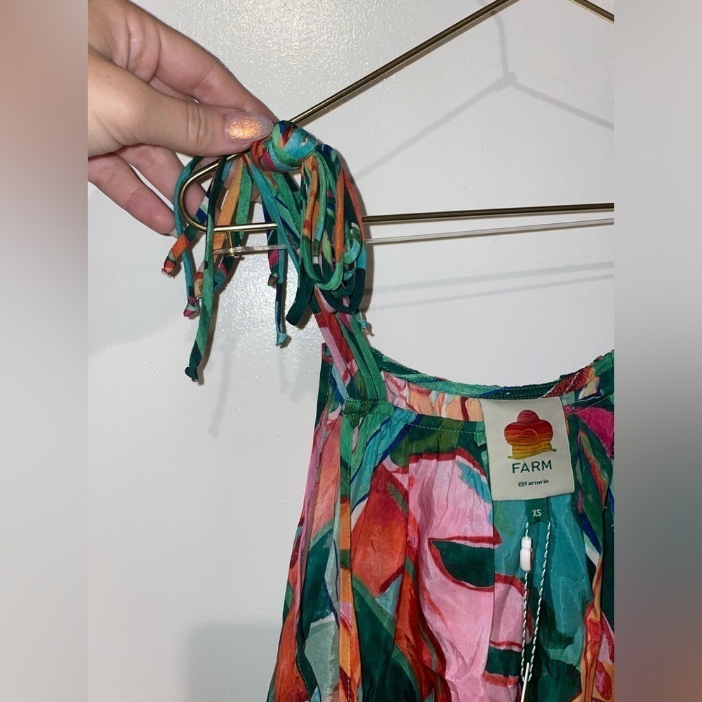 New! Farm Rio Multicolor Banana Foliage Midi Dress ๐๐บ XS NWT! - Picture 7 of 16